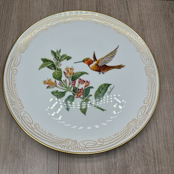 Boehm Other - Vtg Boehm Bone Porcelain Rufous Flame Bearer Hummingbird Plate Collection White